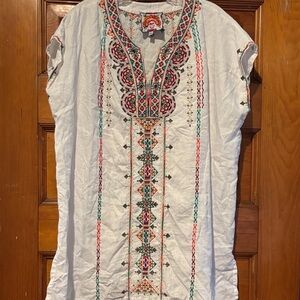 Johnny Was Verena Floral Linen Easy Yoke Tunic